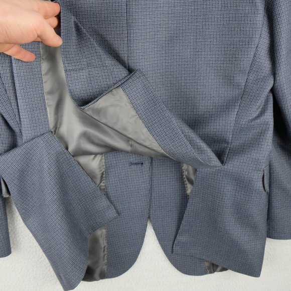 Chaps Blazer 38R Blue Geometric Two Button Double Vent Business Casual Formal - Picture 6 of 13